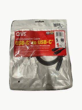 QVS USB-C to USB-C Extension Cable - Black, 1 Meter 5 gbps 60watts